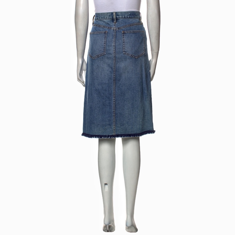 NEW Tory Burch Floral Embroidered Denim Jeans Midi Skirt Small / S / 4 - Picture 3 of 4